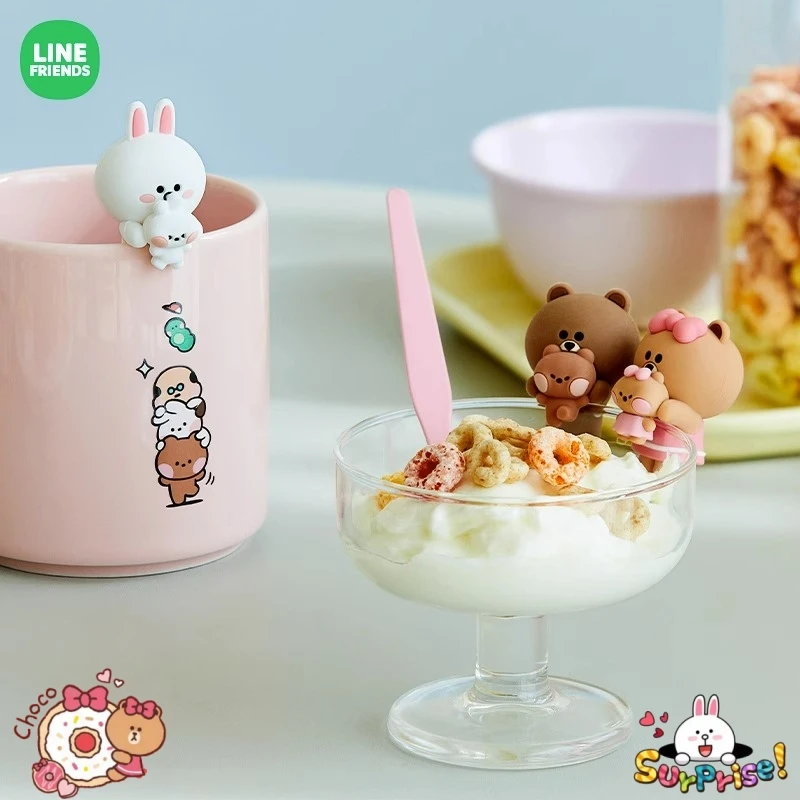 

Милая коричневая Медвежонок Line Friends, кукла в форме чашки, подвесные кавайные компьютерные украшения, аниме кружка, украшения, подарки, игрушки