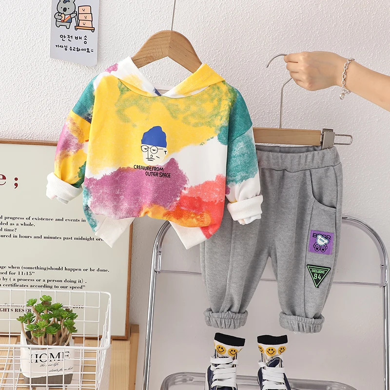 

IENENS 2023 New Kids Casual Clothing Sets 2PCS Baby Hoodies + Pants Suits Autumn Tracksuit Boy Girl Long Sleeves Clothes