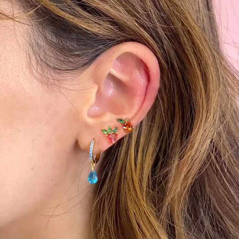 3 шт. геометрические капли цирконий французские серьги с пряжкой для ушей