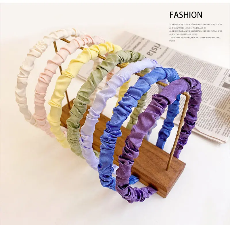 

2022 New Silk Solid Color Hairstyle Hairpin Elastic Hairbands Fashion Girls Hair Accessories Headdress Band Elastic Hair Hoop