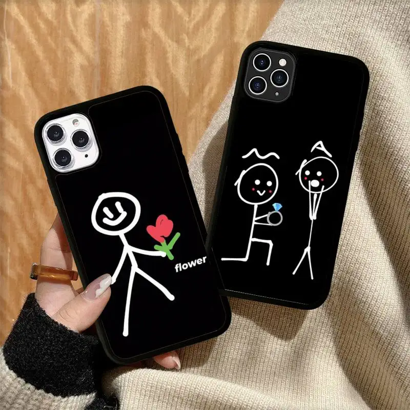 

Cartoon Stickman Matchman Phone Case Silicone PC+TPU Case for iPhone 11 12 13 Pro Max 8 7 6 Plus X SE XR Hard Fundas