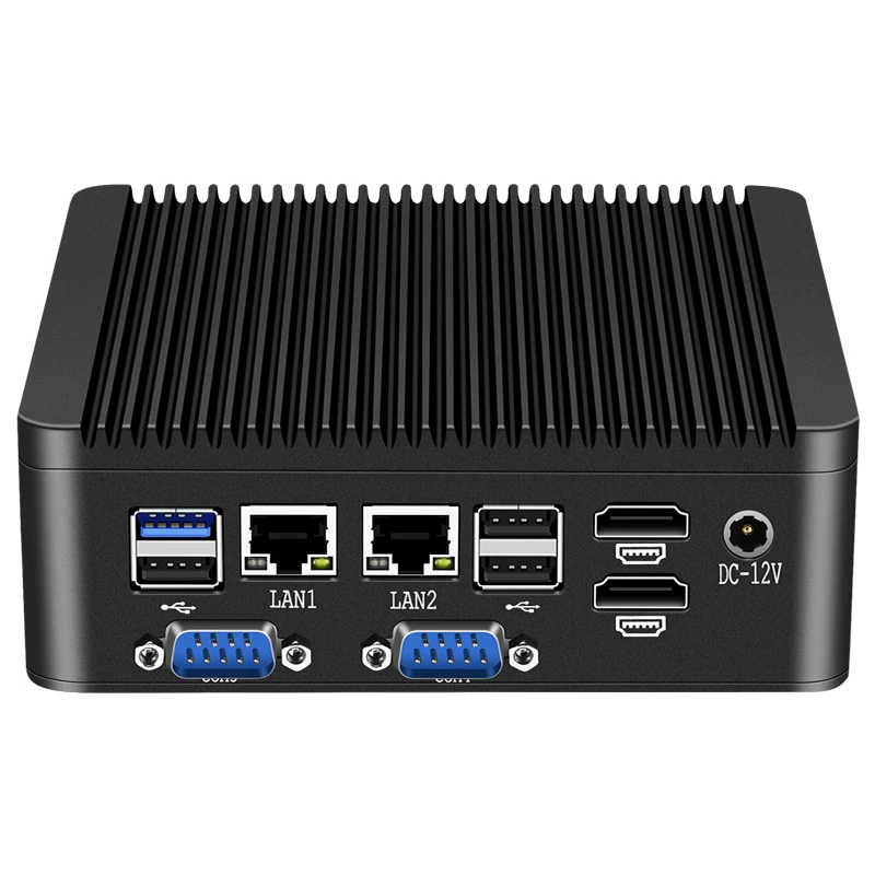 BEBEPC Industrial Mini PC Fanless Celeron J4125 Quad-Core N4000 2 LAN 4 COM Desktop Computer Windows 10 Pro Linux WIFI minipc