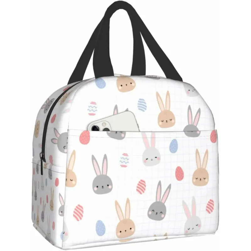 

Милый кролик пасхальное яйцо мультфильм бэнто коробка многоразовая водонепроницаемая сумка для ланча с передним карманом для офиса пикника