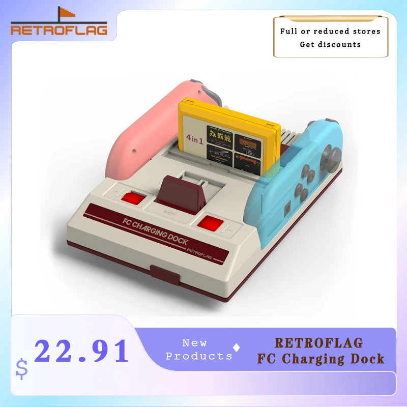 

Retroflag FC For Nintendo Switch Joy-Con Controller Charging Dock，Classic Famicom Style with Overcharge Protection LED Indicator