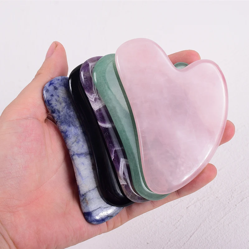 Натуральный Нефритовый Скребковый Инструмент Гуа Ша Для Массажа Лица Розовый