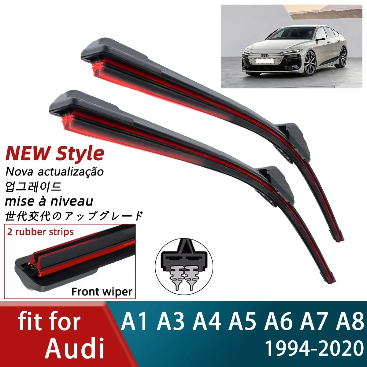 

Двойной резиновый автомобильный дворник для Audi A1 A3 8L 8P S3 8V RS3 A4 A5 A6 A7 A8 Передние щетки стеклоочистителя Щетки Резак Аксессуары для ветрового стекла