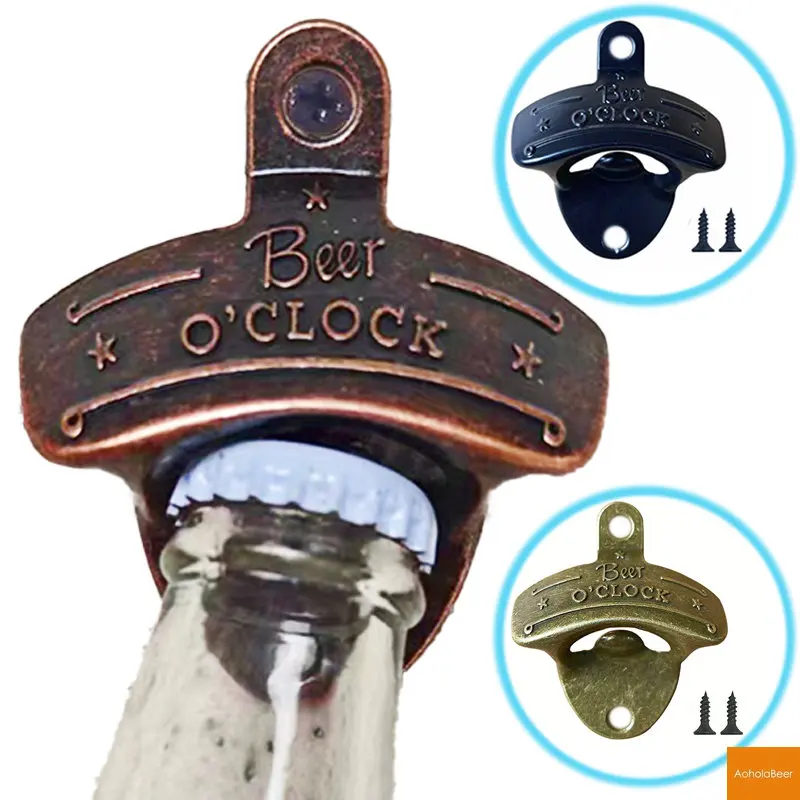 

1pc Beer O' Clock Metal Bottle Opener Wall Mounted Hanging BBQ DIY Solid Beer Opener Tools Bar Decorative Opener Kitchen Gadgets