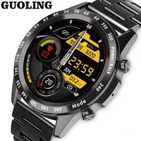 guoling full touch smart watch men sport clock ip68 waterproof heart rate monitor smartwatch music player link bluetooth headset