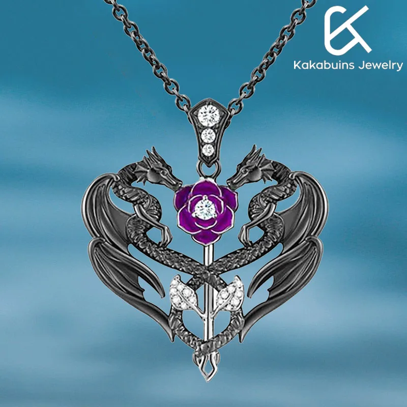 

Exquisite Dragon Necklace Pendant Personality Heart Necklace Fashion Party Necklace Indie Goth Accessories Gothic Korean Fashion