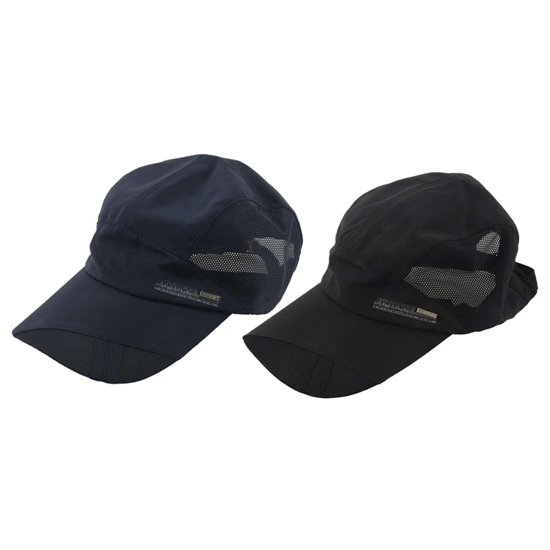 

2 Pcs Fashion Mens Summer Outdoor Sport Baseball Hat Running Visor Cap, Navy Blue & Black