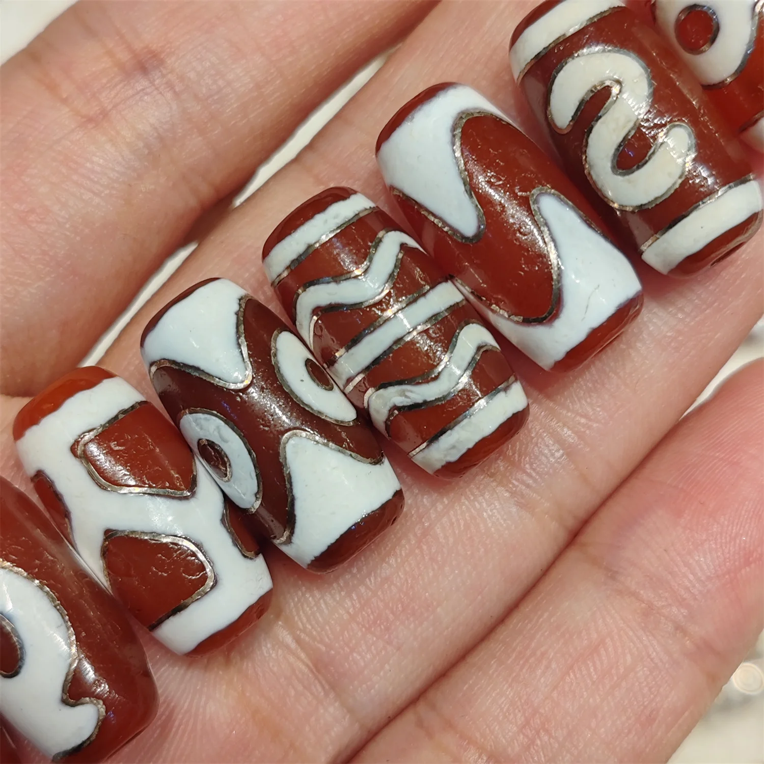 1 шт./лот натуральный старый материал инкрустированный серебряным шелковым