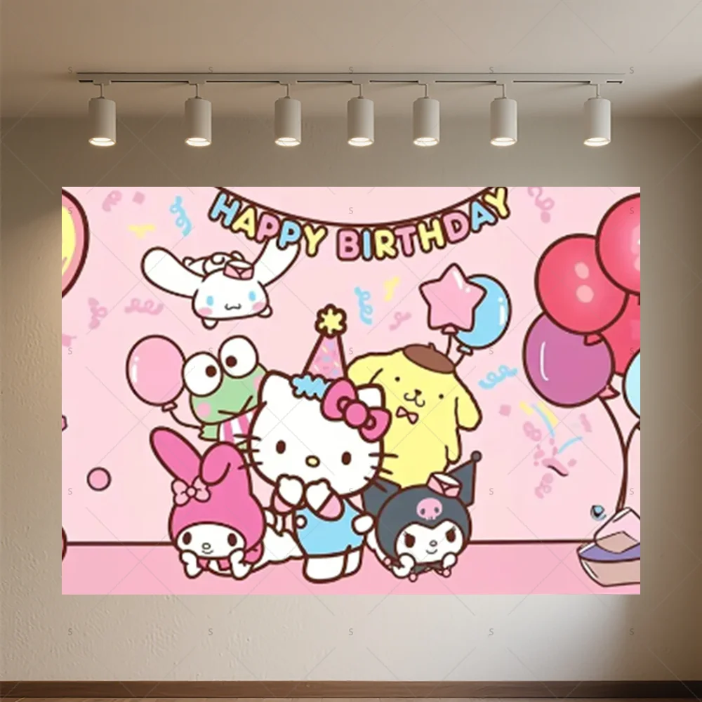 

Украшение для дня рождения Hello Kitty, одноразовая посуда, тарелка для торта, чашка, баннер, воздушный шар, фон для детского душа, подарок для ребенка