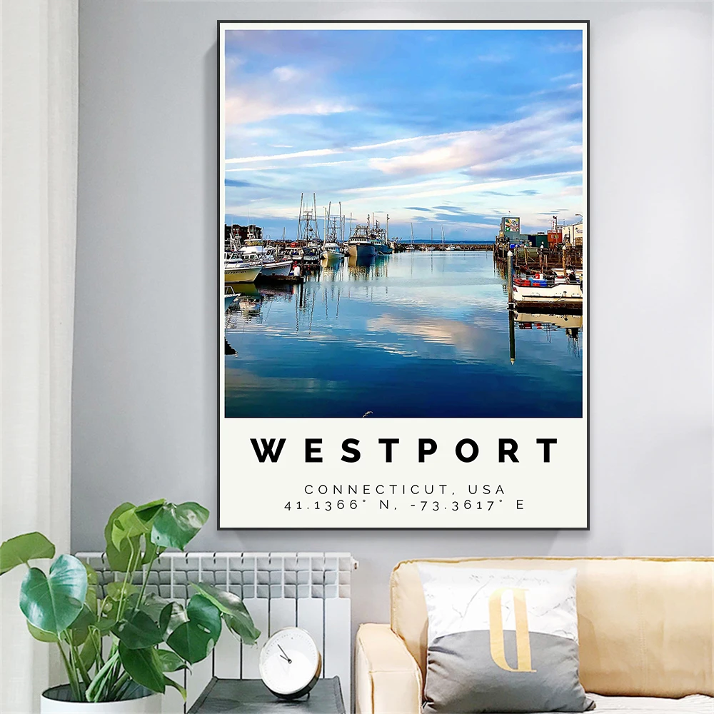 Современный красочный постер Westport США Вашингтон настенный художественный принт