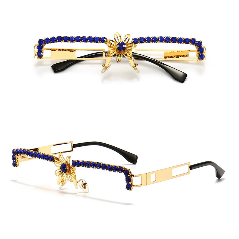 Женские солнцезащитные очки со стразами и цветами Стразы 2022 роскошные брендовые