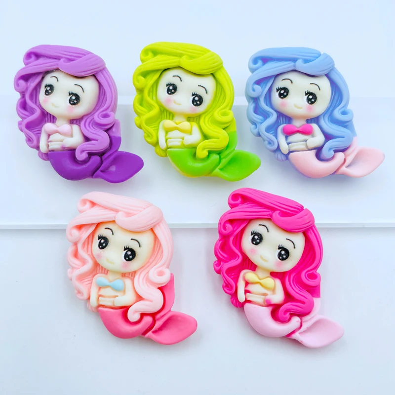 10 шт. новые милые мини кавайные Мультяшные разноцветные русалки из смолы