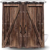 Wooden Garage Old Barn Door Plank Retro Rustic Farmhouse Country American Style Decorations Shower Curtain