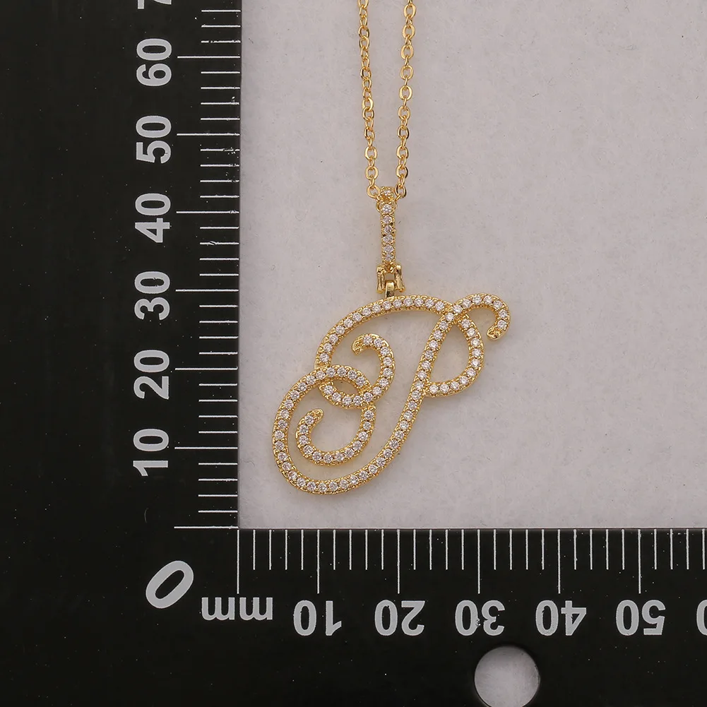 Large Initial Pendant Necklaces Hip Hop Man Women Big Letter Zircon Pendant Necklace