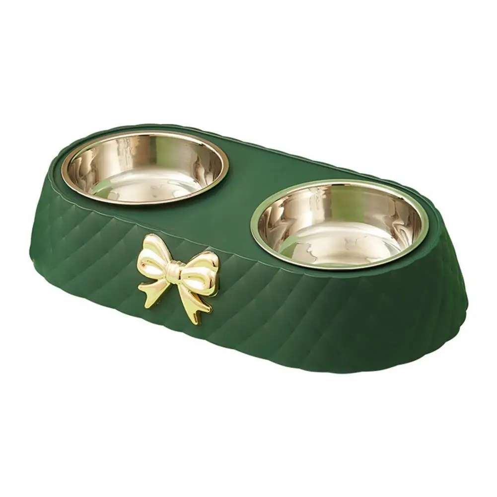 

Anti-deformed Pet Feeder Bowl Detachable Stainless Steel Dog Double Bowls Pet Feeder Smooth Edge Pet Water Bowl for Household