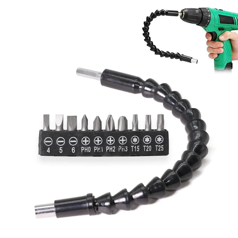 

2PCS 290mm Flexible Shaft Tool Electronics Drill Screwdriver Bit Holder Connect Link Multitul Hex Shank Extension Snake Bit