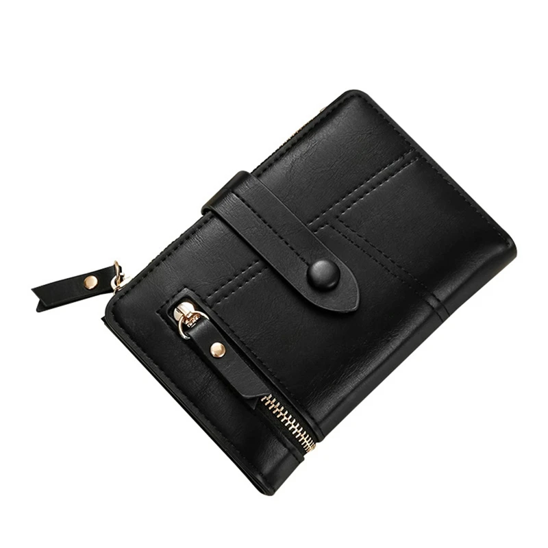 

Short Ladies Wallet PU Leather Short Zipper Coin Purse Trifold Wallet