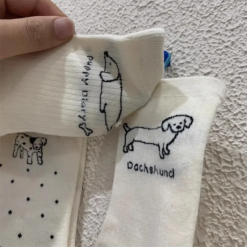 Носки женские с мультяшной вышивкой 4 пары