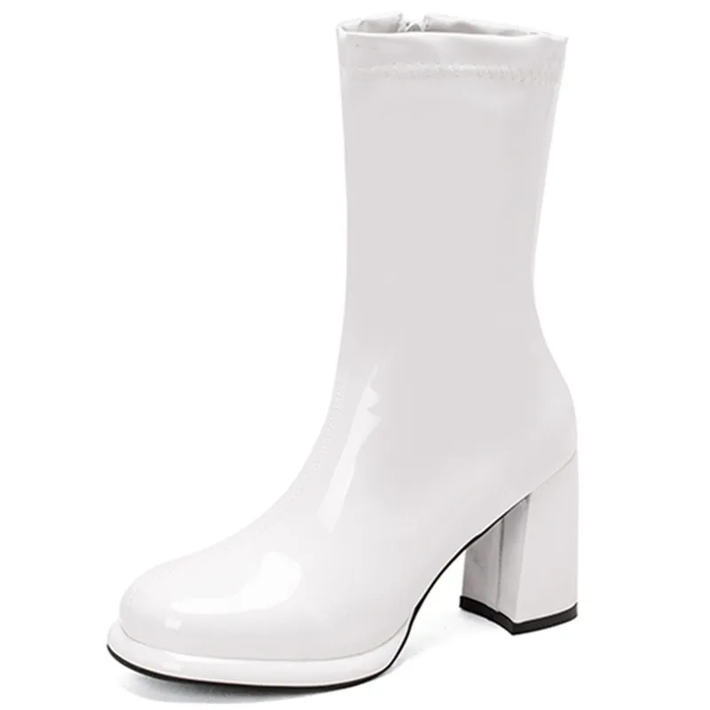 

Женские ботильоны, элегантные яркие, желтые, красные ботильоны, женские черные, белые короткие Ботинки на каблуке, новинка сезона осень-зима 2023