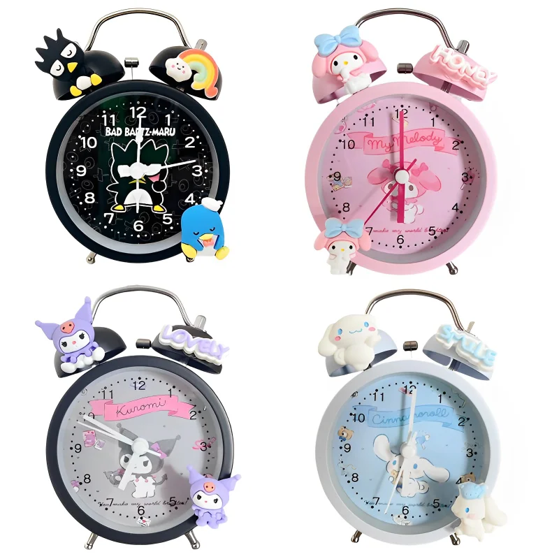 New Kawaii Sanrio Hello Kitty Alarm Clock Kuromi Cinnamoroll My Melody Student Bedroom Bedside Wake Up Alarm Clock Girl Gifts