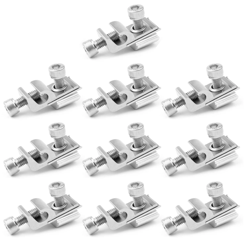 

10 Pcs Photovoltaic Grounding lug Solar Panel Fasteners Clips Cable Clamps with Nuts and Bolts for RV, Boat, Roof