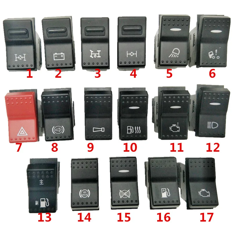 

NO.1-6 Rocker Switch Used For CNHTC SINOTRUK HOWO A7 T7H Cab Dashboard Crisis Switch Headlight Horn Various Switches