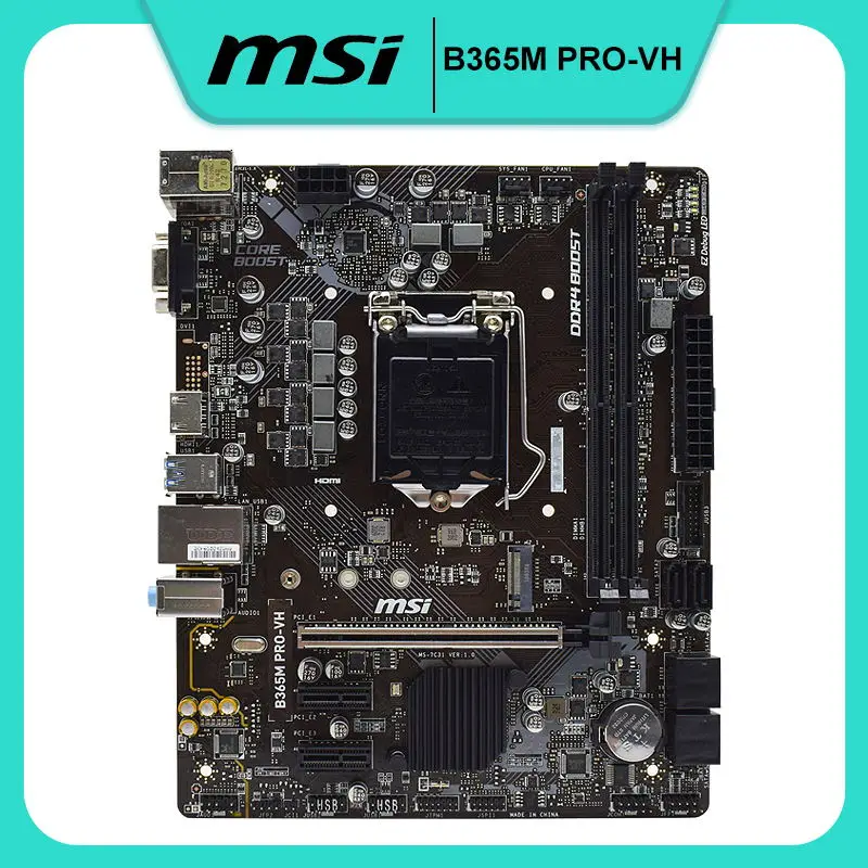 

MSI B365M PRO-VH Motherboard 1151 Motherboard DDR4 32GB Core i9 i7 i5 i3 Cpus Intel B365 USB3.1 PCI-E 3.0 M.2 VGA HDMI Micro ATX