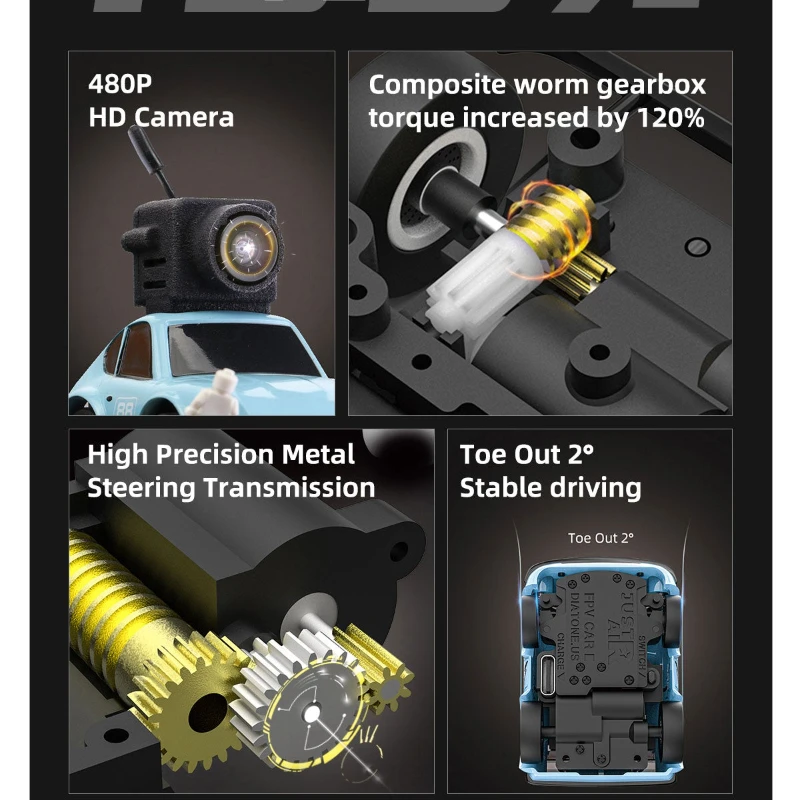 DIATONE Official SNT JustAir 1:100 Q25-240 Mini RC FPV RTR 2 4G Micro Car 480P HD камера очки с дистанционным