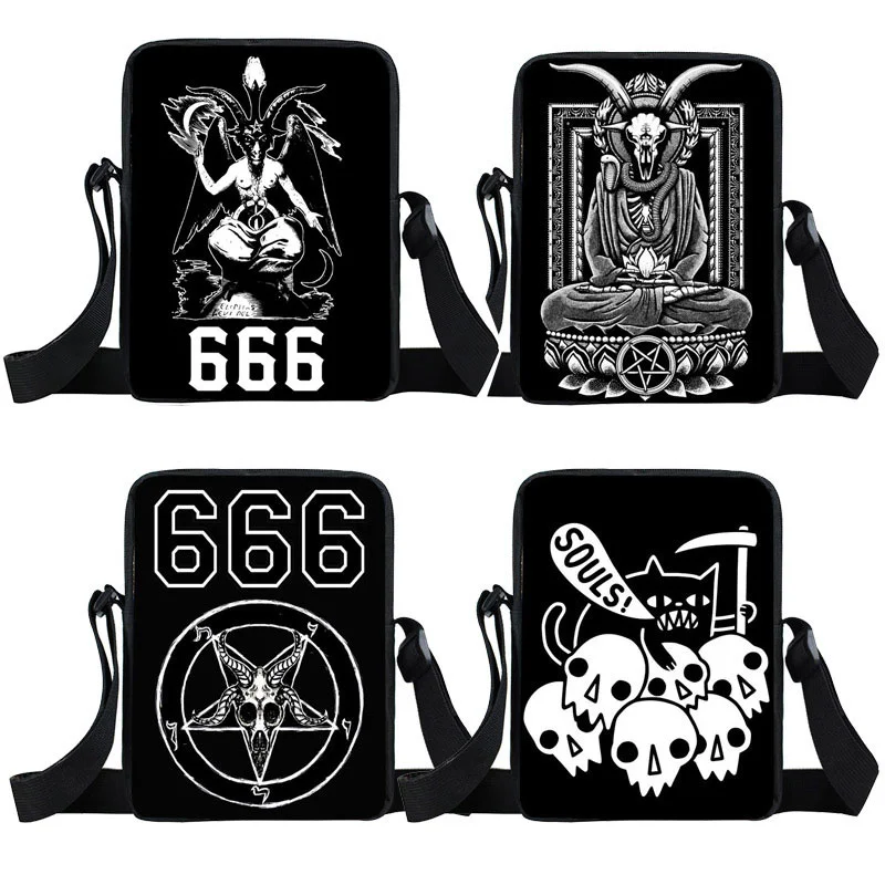 

666/с надписью «Hail Satan»/Baphomet сумка-мессенджер, женские сумки, ранец для девочек-подростков, сумки через плечо в стиле панк, Женская дорожная сумка через плечо