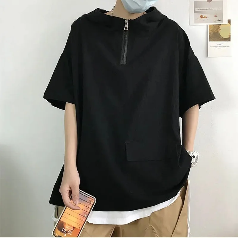 mens short sleeve hooded t shirt