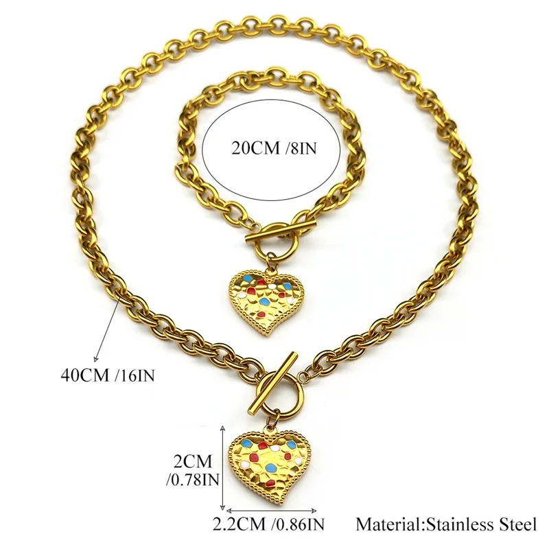 Модный Красочный эмалевый Романтический женский набор из колье и браслета