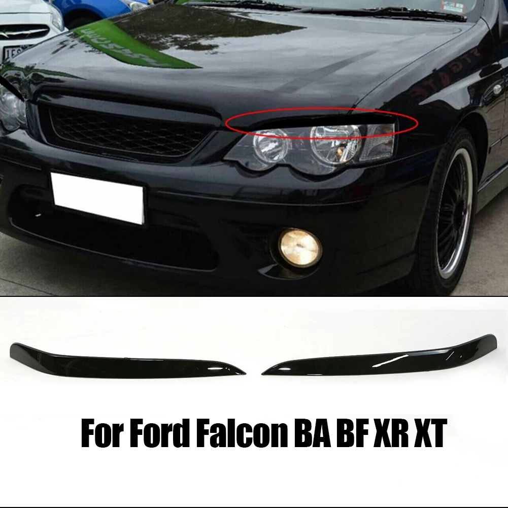 

2 PCS Car Headlight Eyebrow Eyelid Cover Trim Fits For Ford Falcon BA BF XR XR6 XR8 XT ABS Black Waterproof Car Accessories