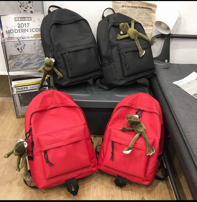 

2022 Classic Backpacks for Boys Girls Lovely Double Shoulder Bags Teenagers School Bag with Decoration Casual Canvas Backpacks