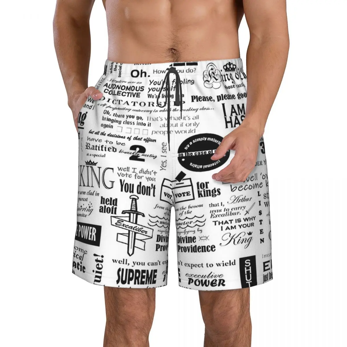 

Code Geek Linux Men's Swimming Trunks Monty Python Constitutional Peasants Beach Shorts with Mesh Lining Men Beachwear