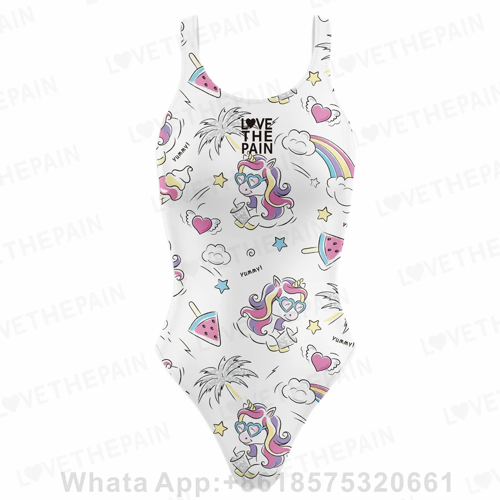 Love The Pain Female One Piece Sexy Back Swimsuit Multi -function Training Swimwear Bathing Suit Beach Wear Bodysuit 2023 New