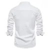 New Spring Cotton Social Shirt Men Solid Color High Quality Long Sleeve Shirt for Men Lapel Casual Social Men's Shirts 3