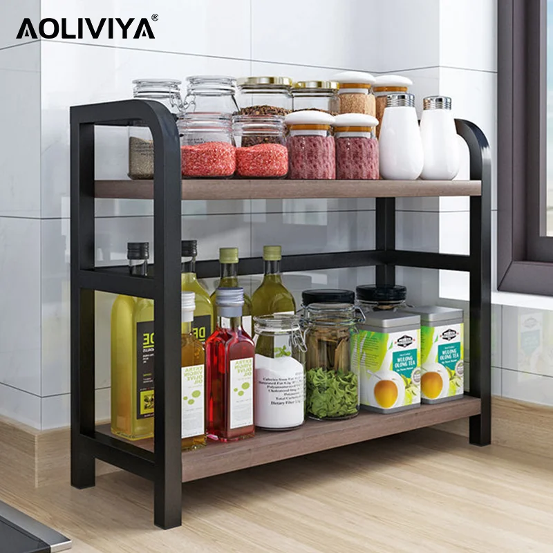 

AOLIVIYA Kitchen Rack Seasoning Rack Countertop Soy Sauce Bottle Condiment Storage Rack Kitchenware Organizer