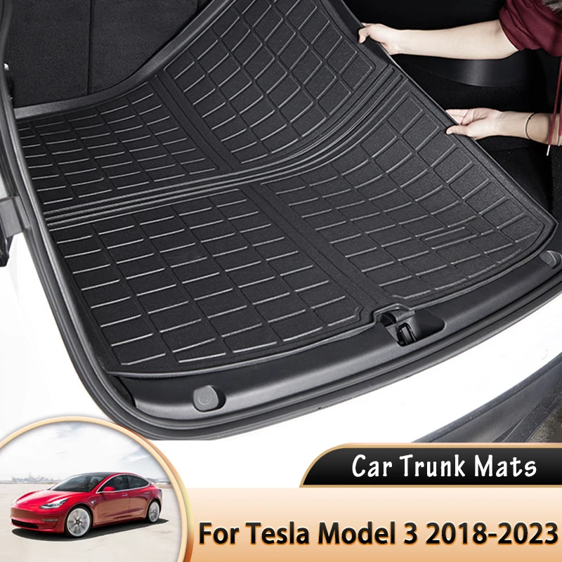 

Передние и задние коврики для багажника Tesla Model 3 2018 ~ 2023, водонепроницаемые прокладки, защитная подкладка для багажника, коврик для пола, авто...