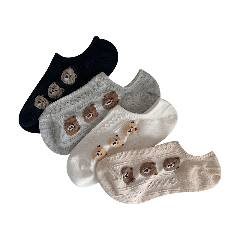 2022 New Fashion Four Seasons Universal Breathable Cotton Invisible Boat Socks Cute Little Girl Heart Sweat Breathable All-match