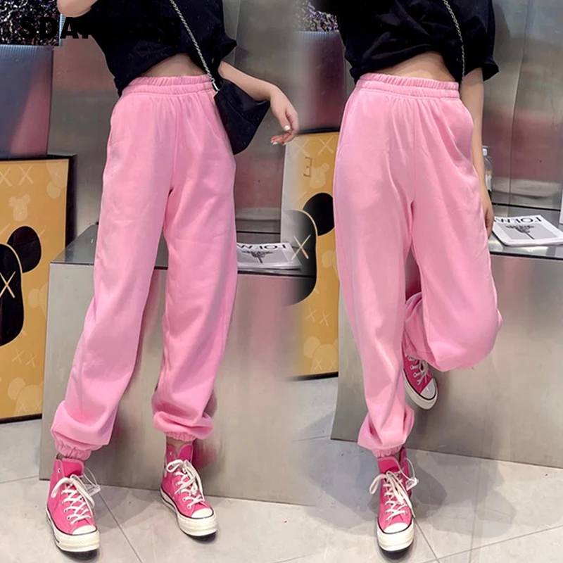 

Pants for Women 2022 New Fashion High Waist Loose Harem Pants Spring Ankle-Banded Versatile Sweatpants Pink Casual Trousers