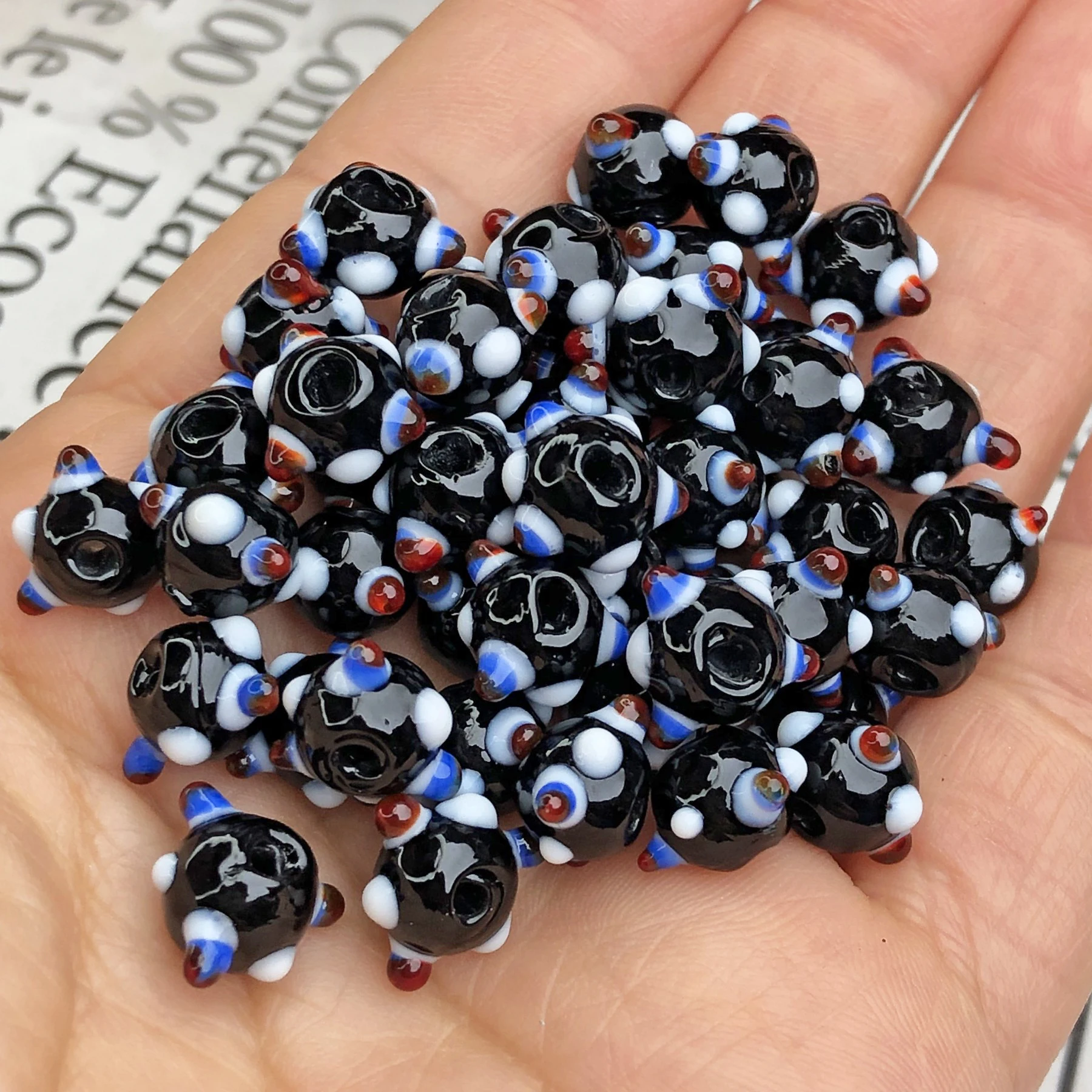 

10x7 мм лампочка ручной работы, черная лампочка, точечные стеклянные свободные бусины для ювелирных изделий, аксессуары