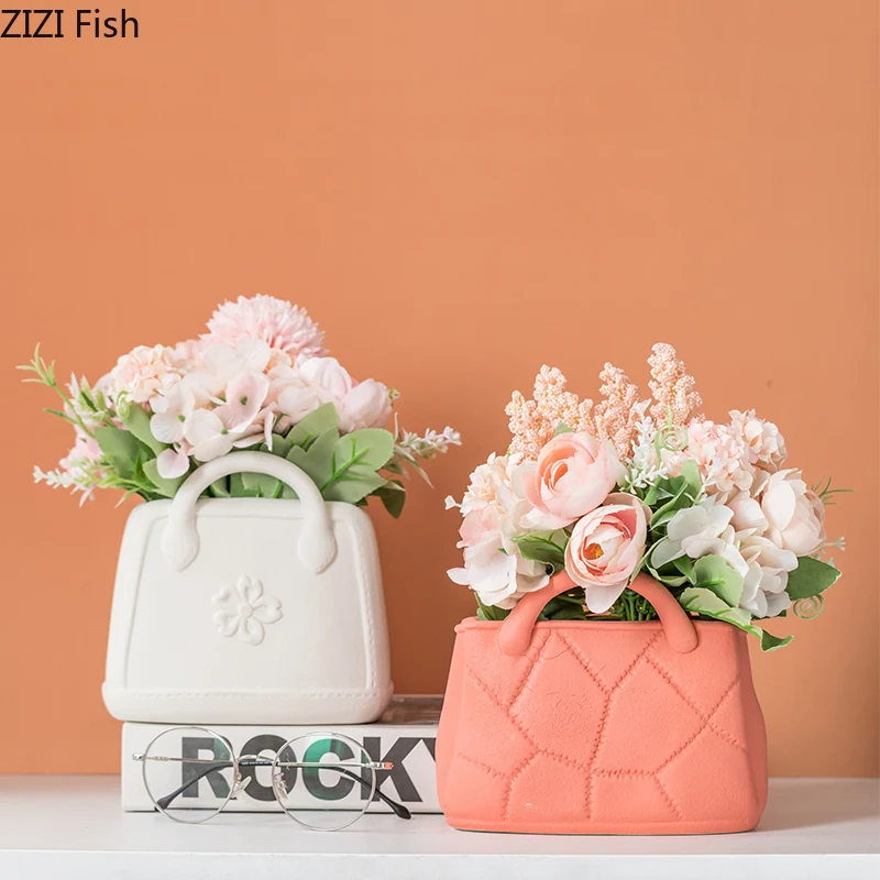 Креативные дамские сумочки вазы керамические крафтовые цветочные горшки