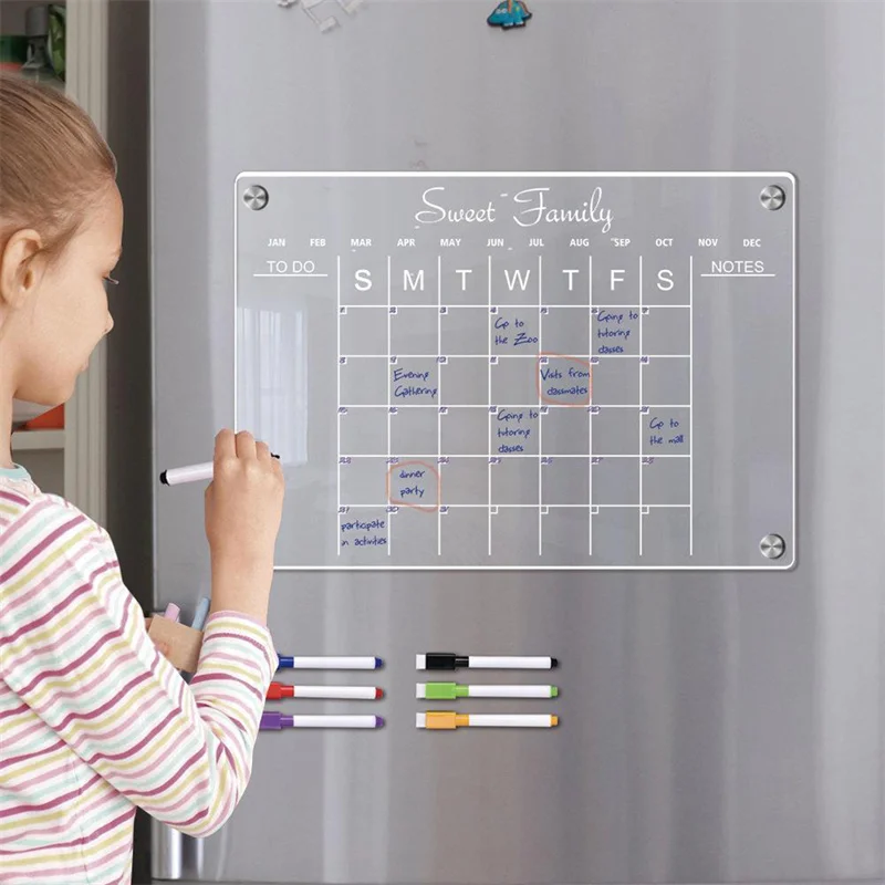 

Acrylic Clear Magnetic Suction Transparent Week Planner Daily Message Board Erasable Magnetic Refrigerator Stickers