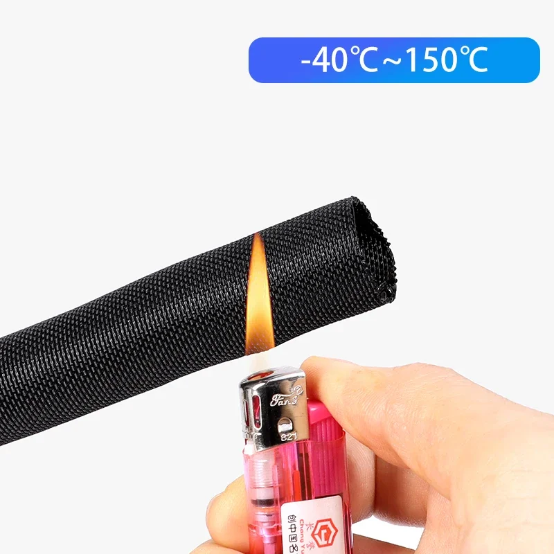 1/2/5m Self Closing PET Expandable Braided Sleeve Insulated Close Cable Sheath Self-Closed Organiser Wrap