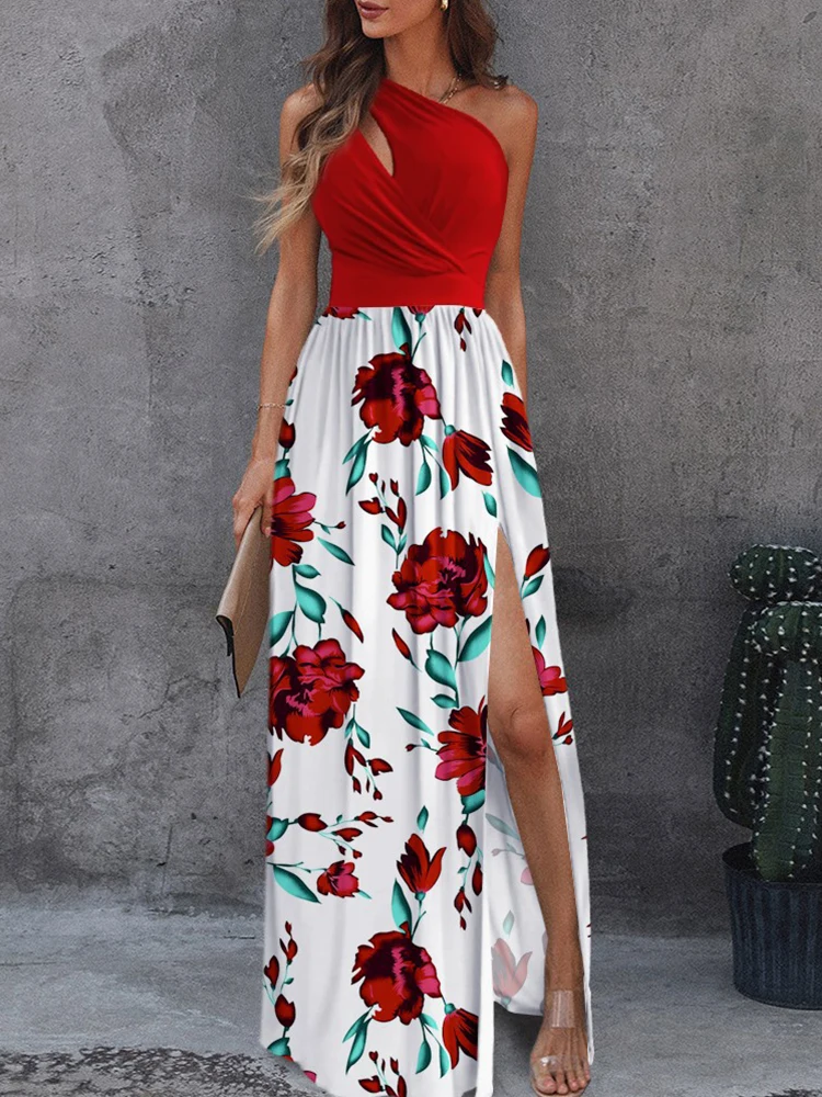 Женское Асимметричное Платье Макси Вечерние одно плечо элегантное праздничное