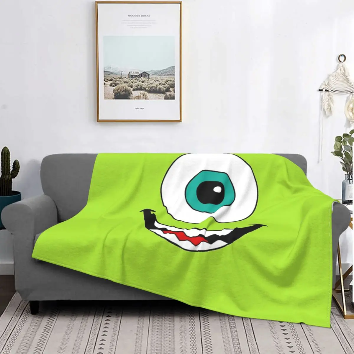 

Mike Wazowski-colcha para cama, alfombra a cuadros, manta térmica para sofá, ropa de cama y fundas