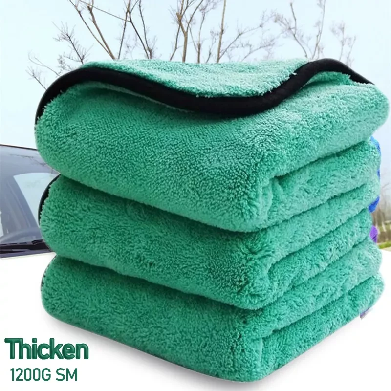 SM 8cm Thicken Car Cleaning Towel Microfiber Soft Cloth Water Absorption Double-sided Coral Flence Washing Towel Wiping